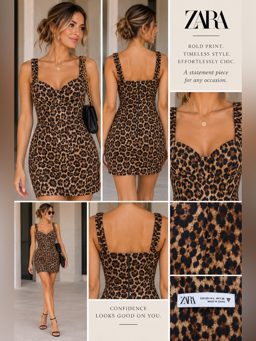 Zara Leopard Print Bustier Mini Dress | Size M | | Like New